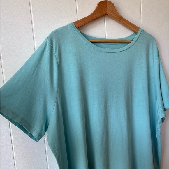 Eileen Fisher Organic Cotton Light Blue Short Sleeve Tee | Size 2X - Picture 3 of 6